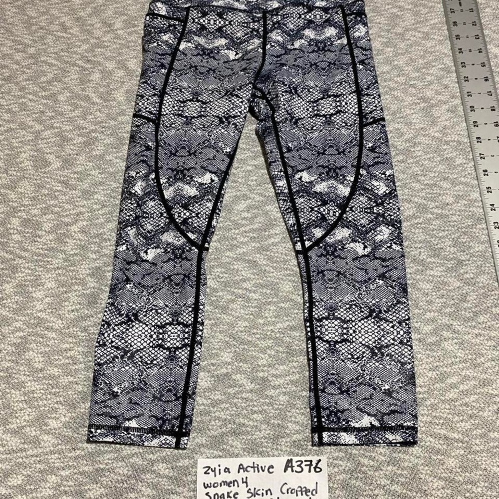 Zyia Active women's black snake skin cropped leggings women 4. SKU-A376 #legging